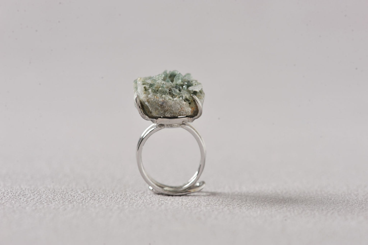 Phantom Chlorite Green Quartz Cluster Ring