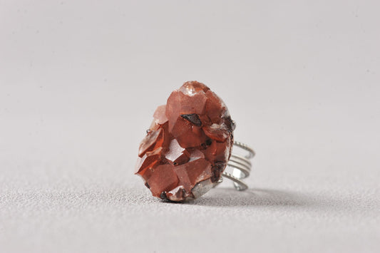 Chocolate Hematite Quartz Specimen Ring