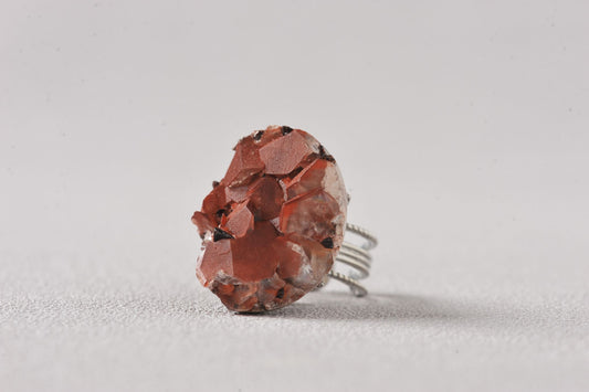 Chocolate Hematite Quartz Specimen Ring