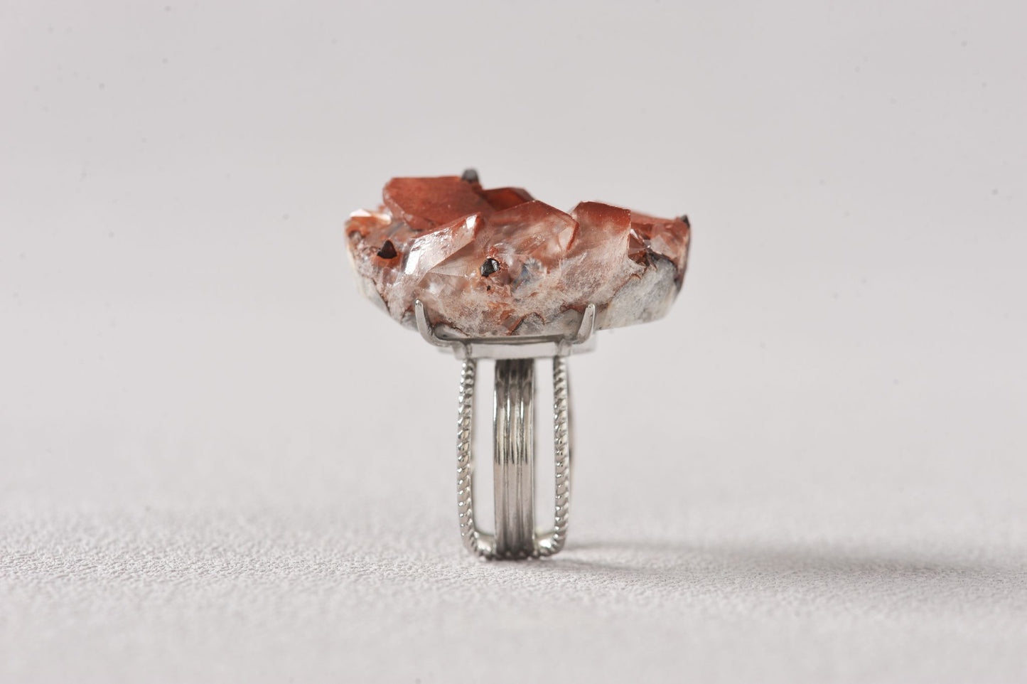 Chocolate Hematite Quartz Specimen Ring