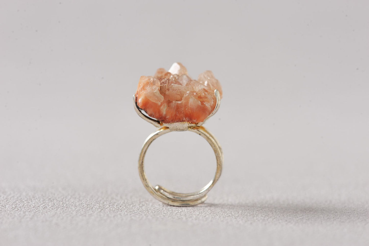 Golden-Sugar Druzy Heulandite Ring