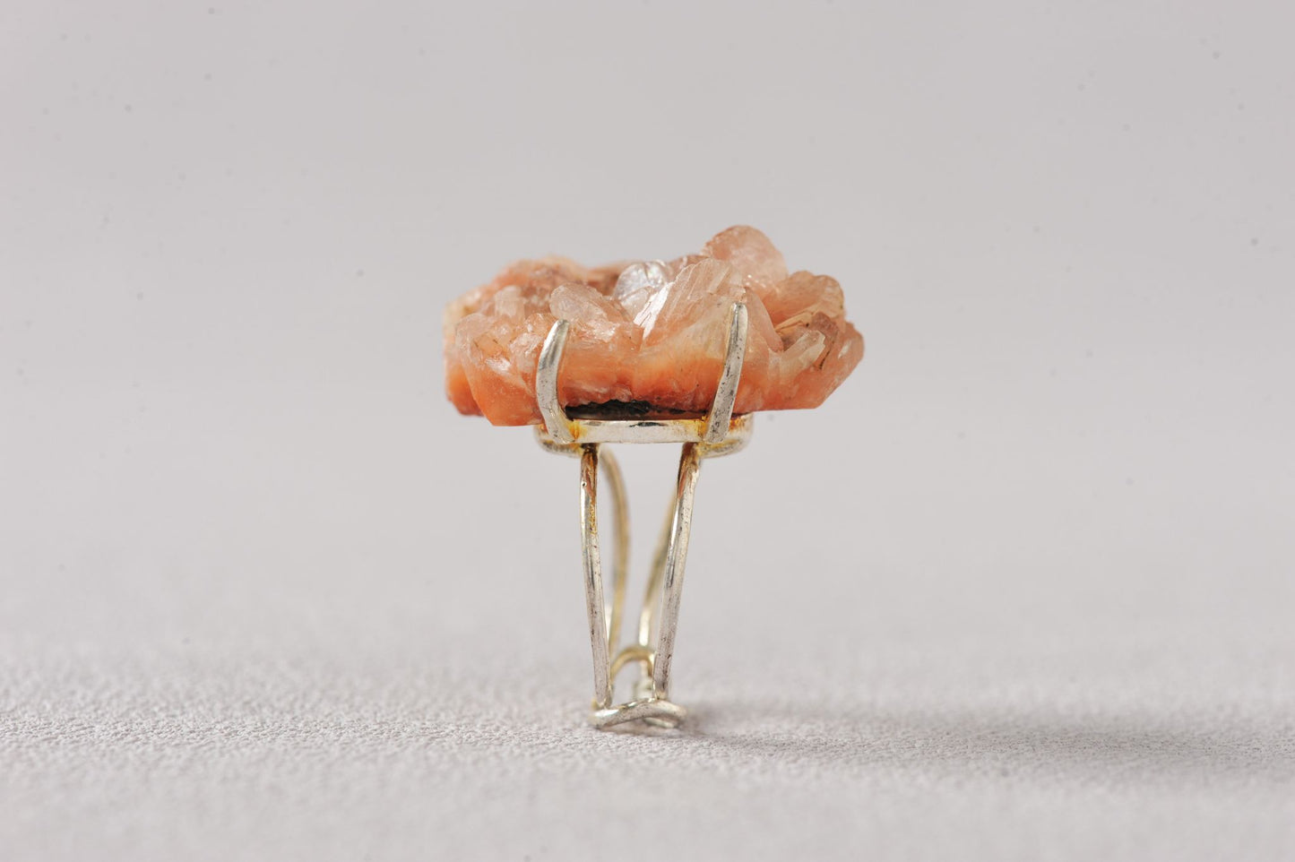 Golden-Sugar Druzy Heulandite Ring