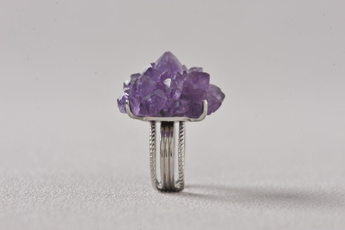 Open-Aura Amethyst Druzy Ring