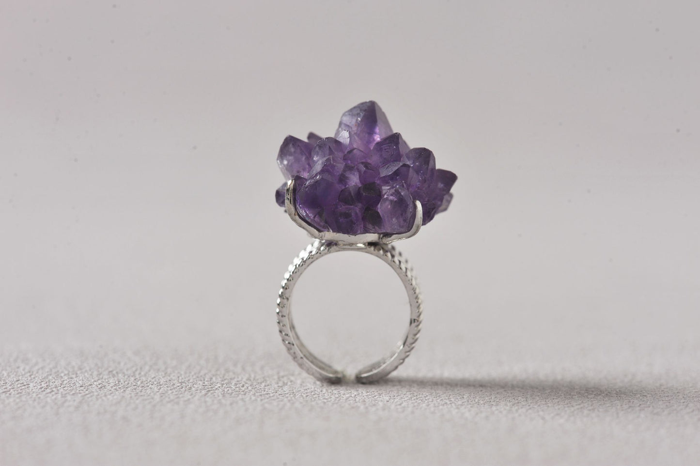 Open-Aura Amethyst Druzy Ring