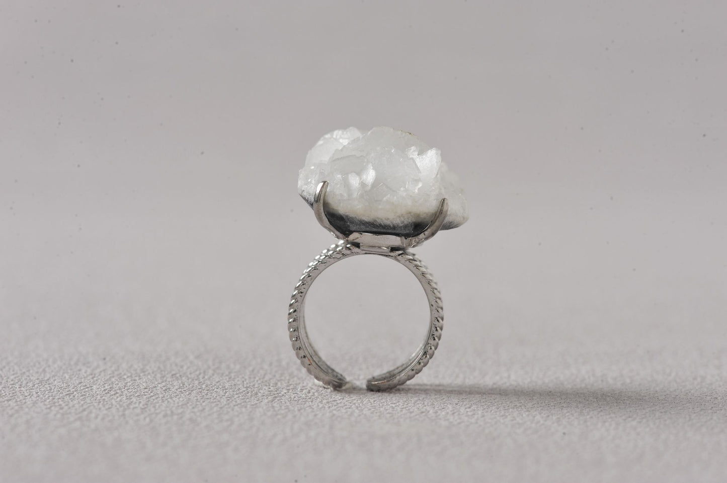 White Rose Bloom Muscovite Mica Ring