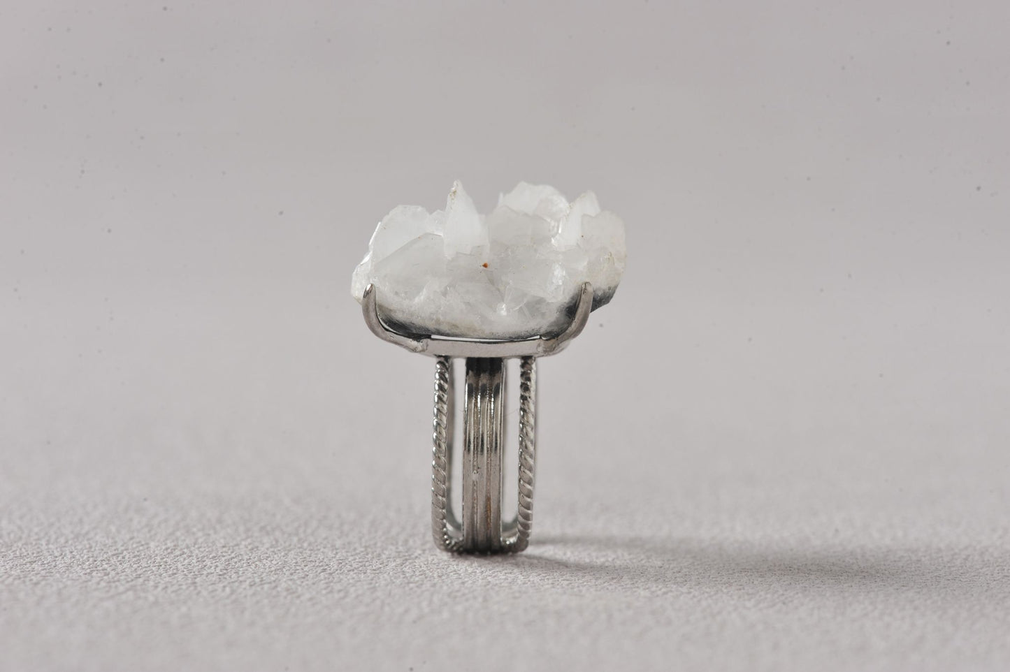 White Rose Bloom Muscovite Mica Ring