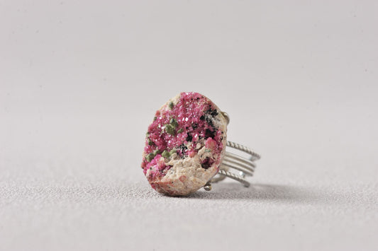Mystic Bloom Cobalto Calcite With Malachite Ring