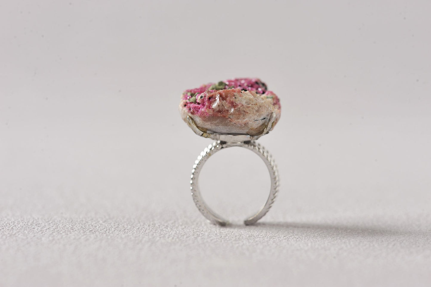 Mystic Bloom Cobalto Calcite With Malachite Ring