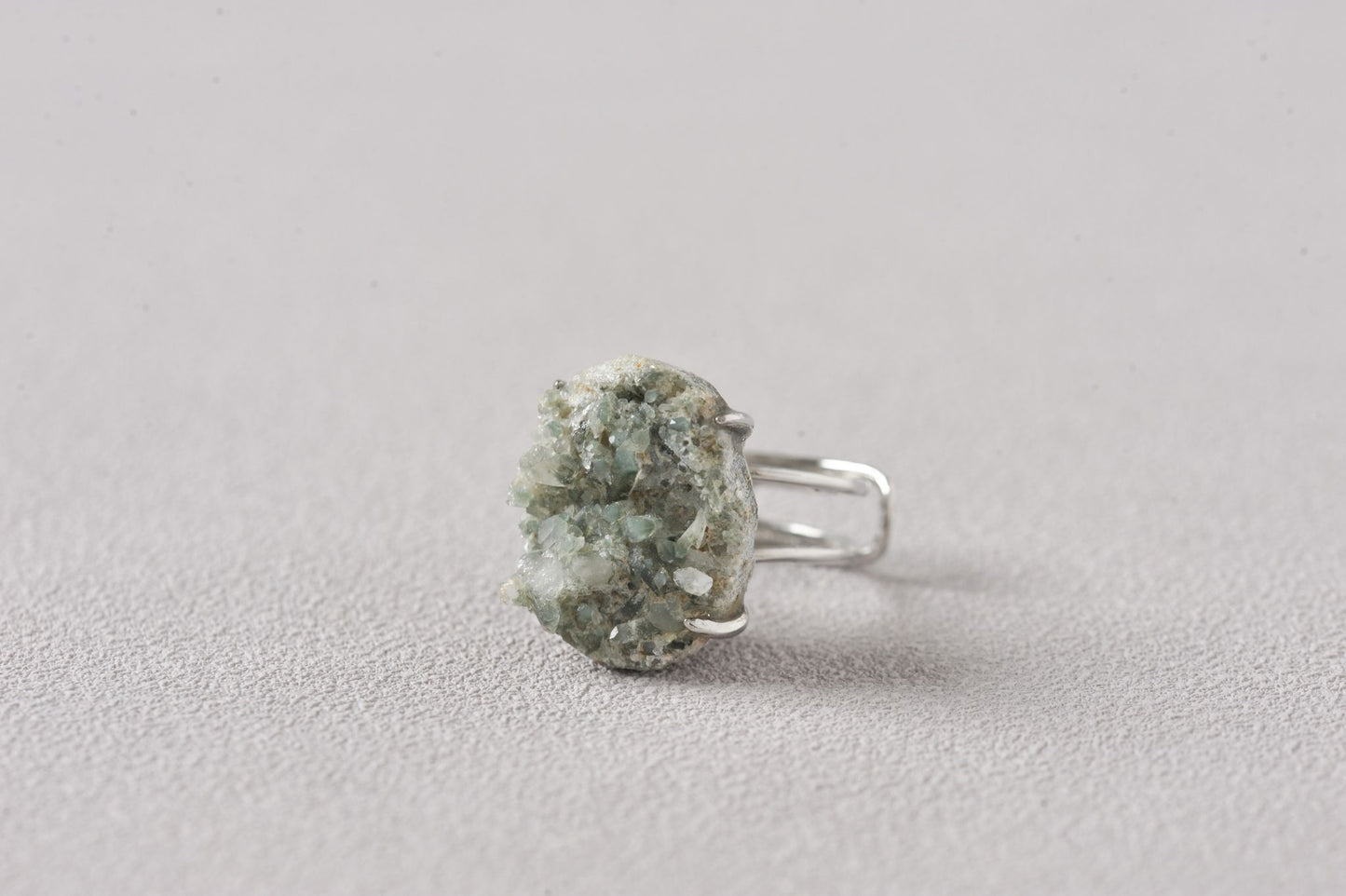 Phantom Chlorite Green Quartz Cluster Ring