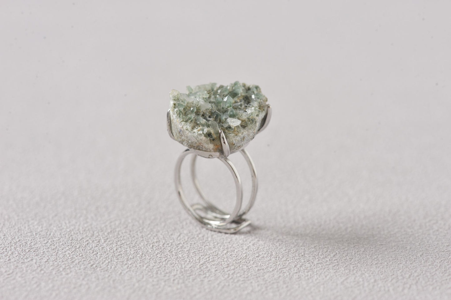 Phantom Chlorite Green Quartz Cluster Ring