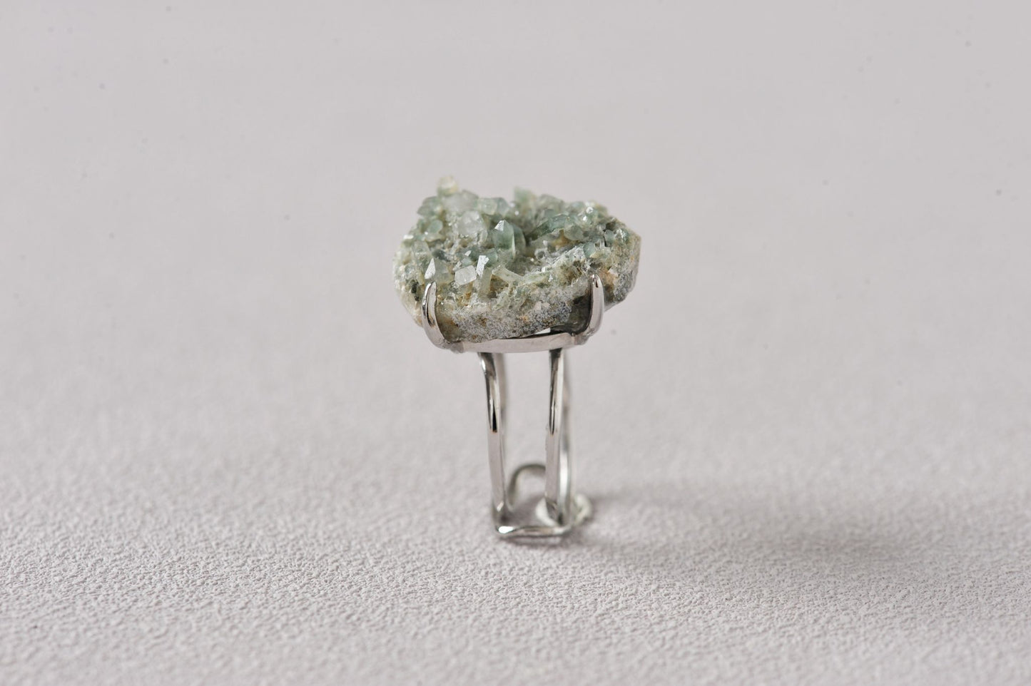 Phantom Chlorite Green Quartz Cluster Ring