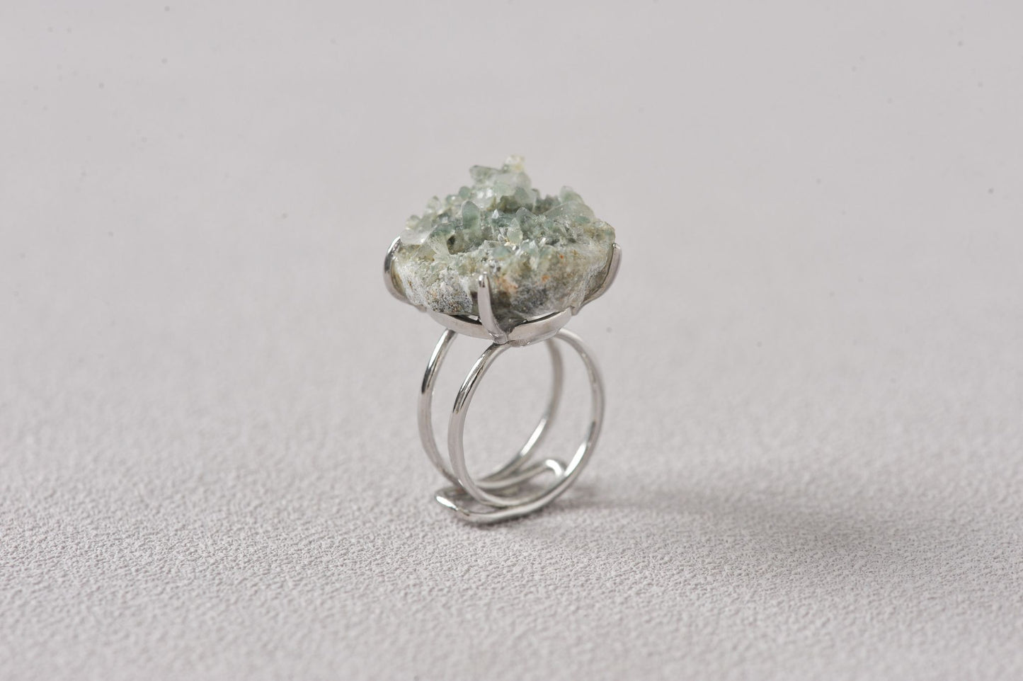 Phantom Chlorite Green Quartz Cluster Ring