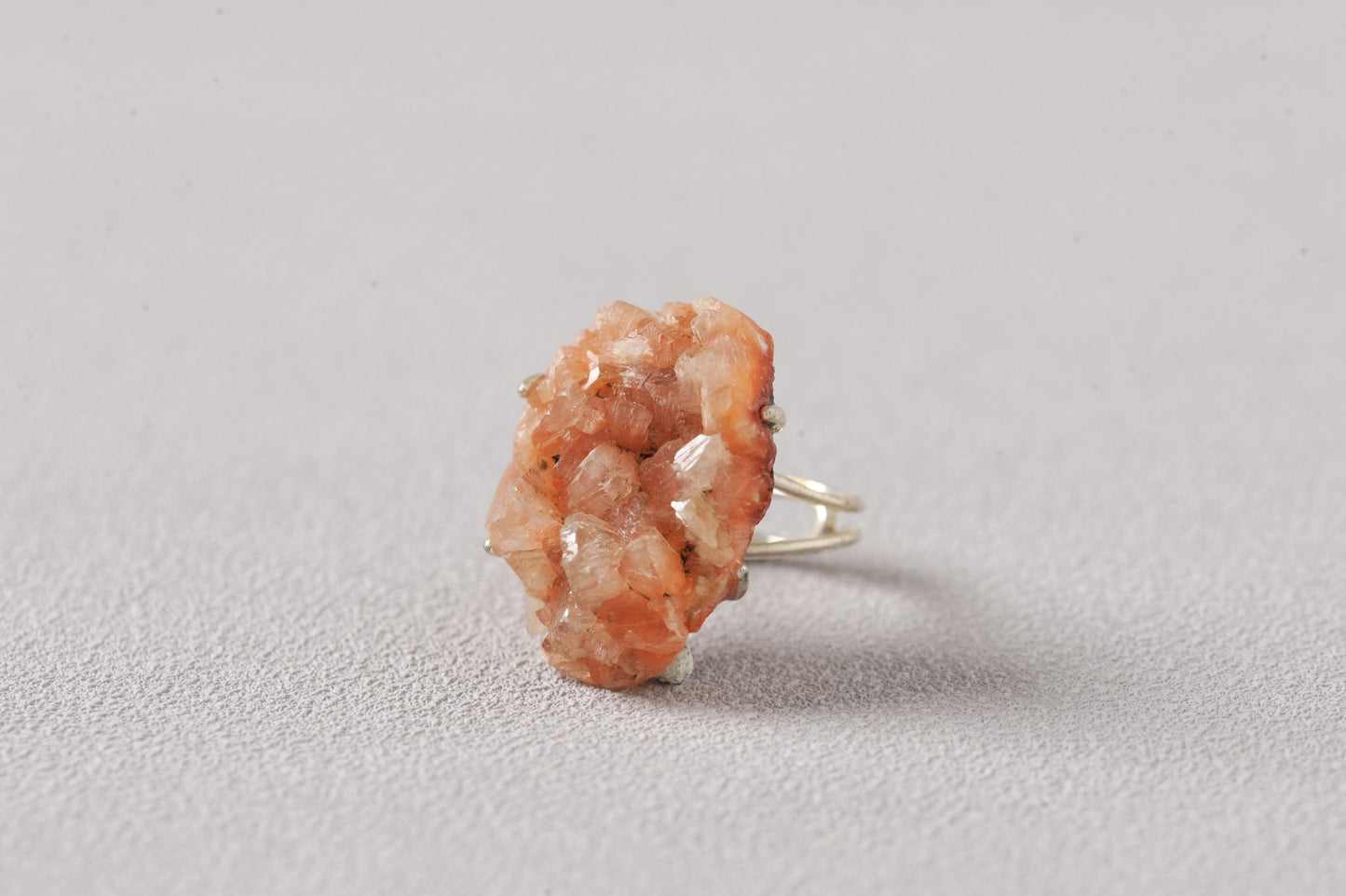 Golden-Sugar Druzy Heulandite Ring