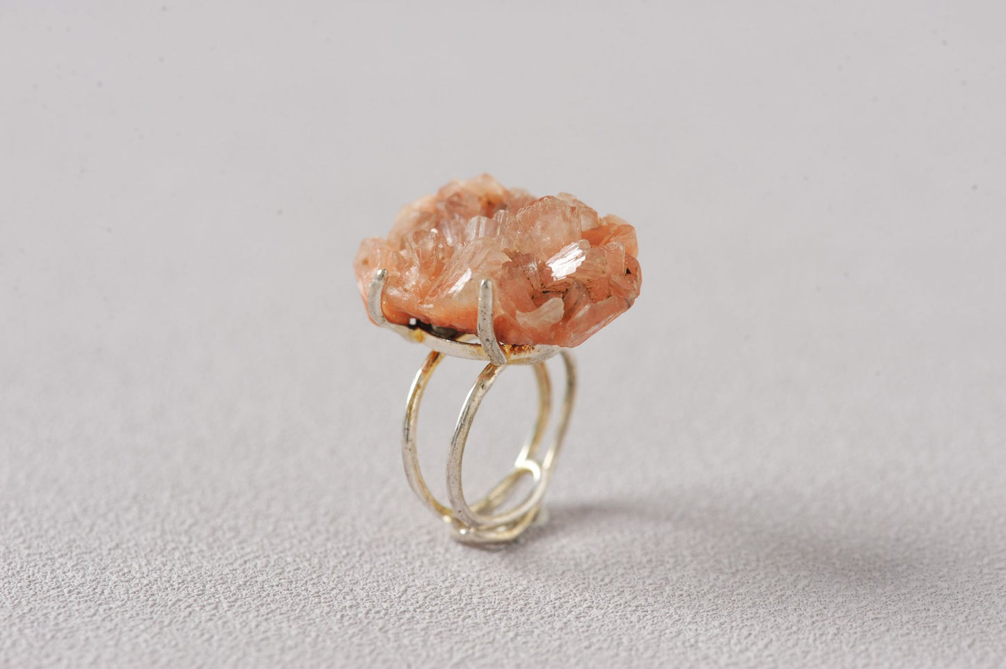 Golden-Sugar Druzy Heulandite Ring