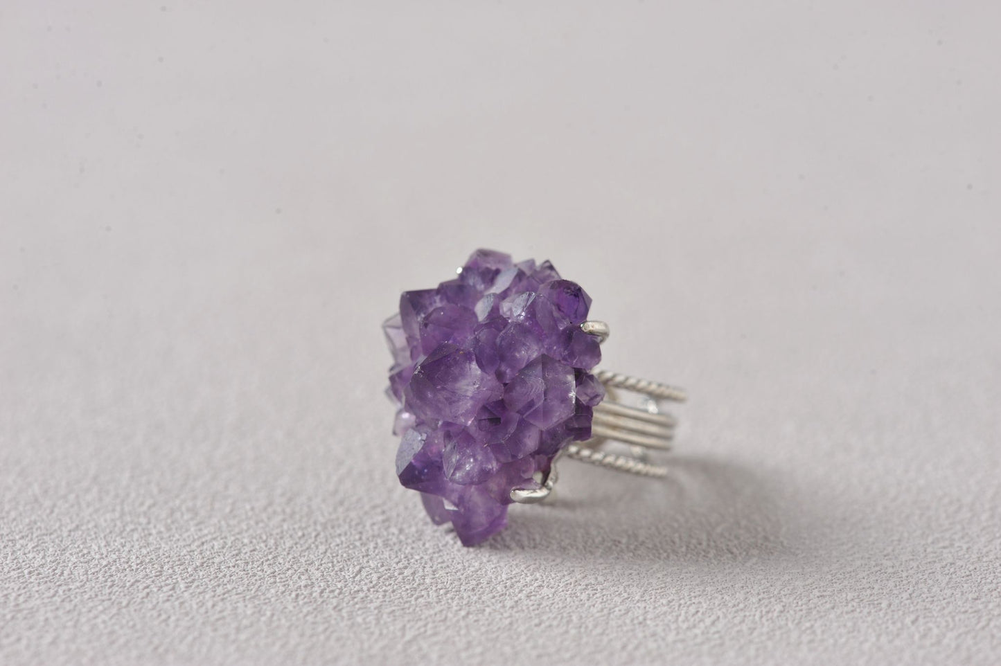 Open-Aura Amethyst Druzy Ring