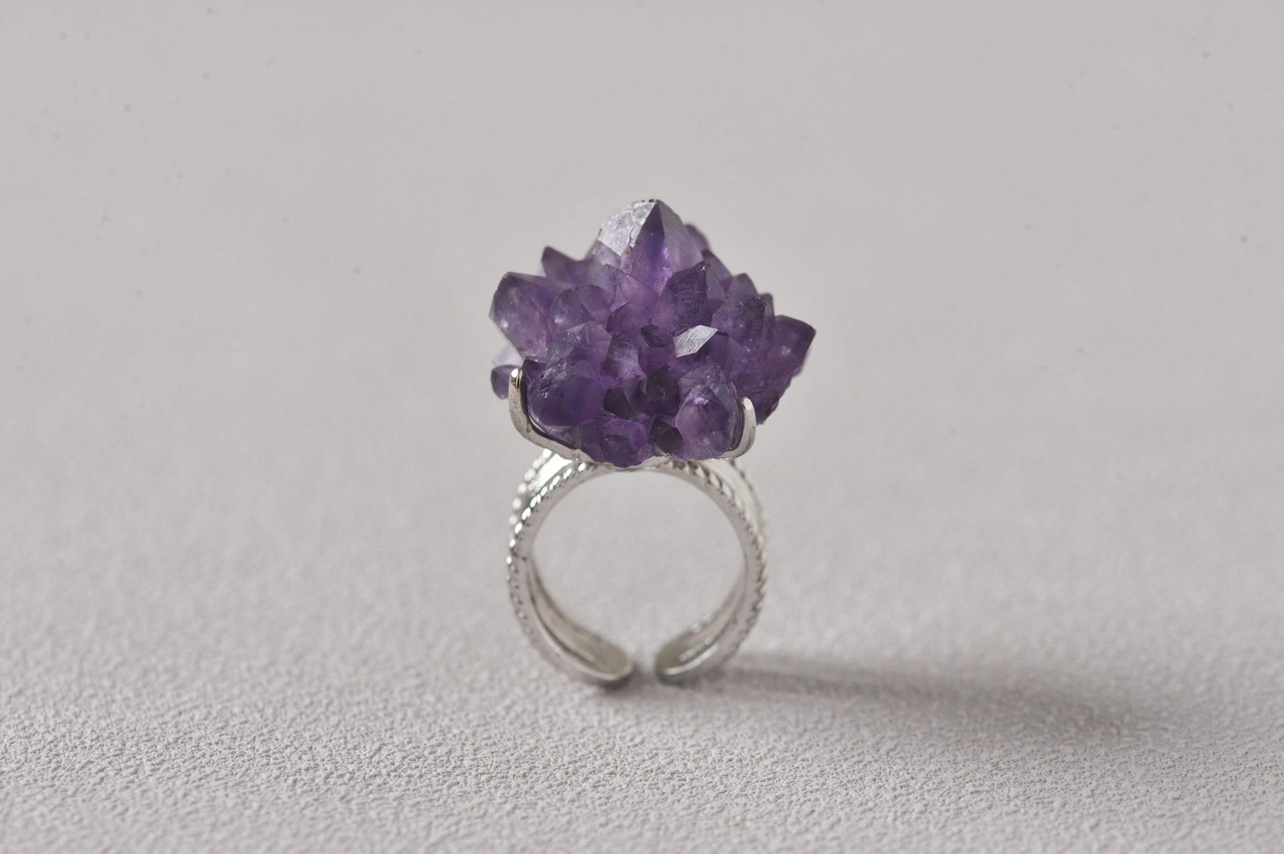 Open-Aura Amethyst Druzy Ring
