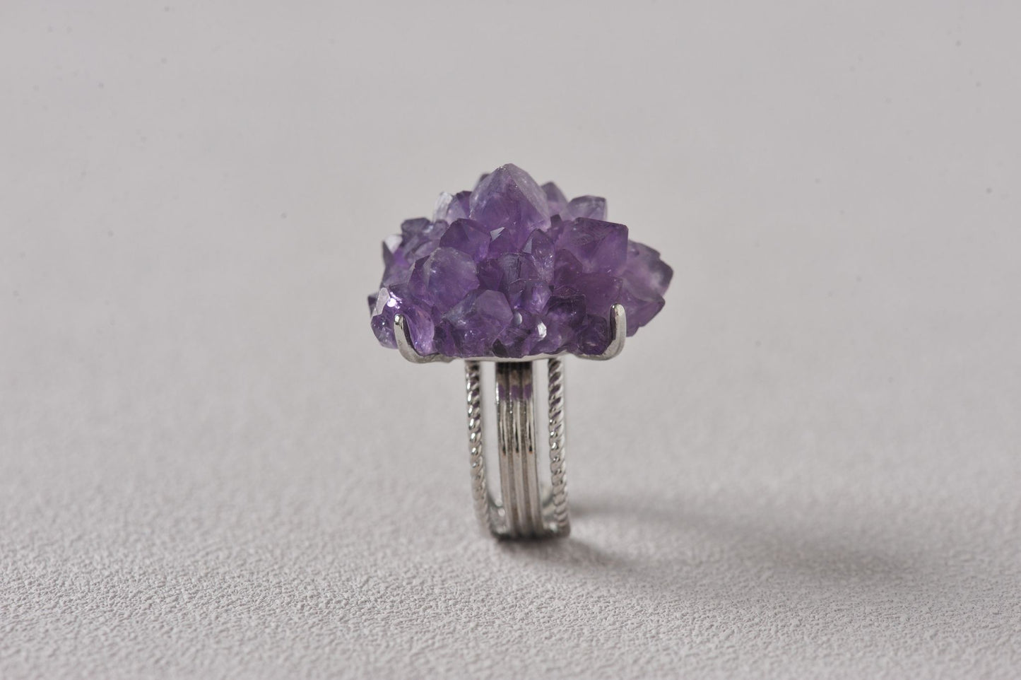 Open-Aura Amethyst Druzy Ring