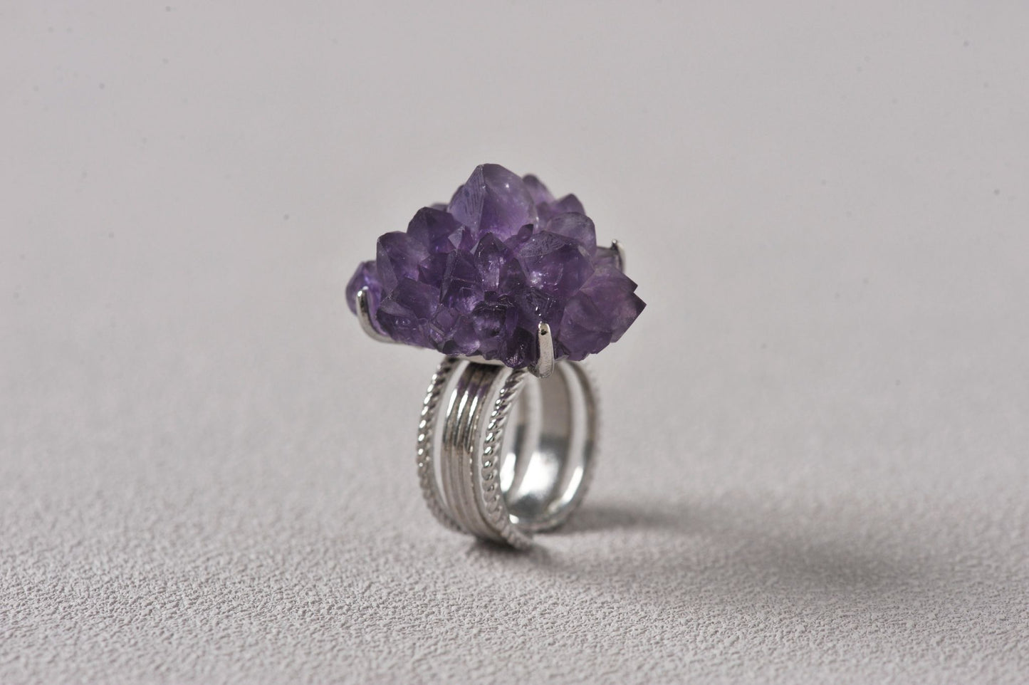 Open-Aura Amethyst Druzy Ring