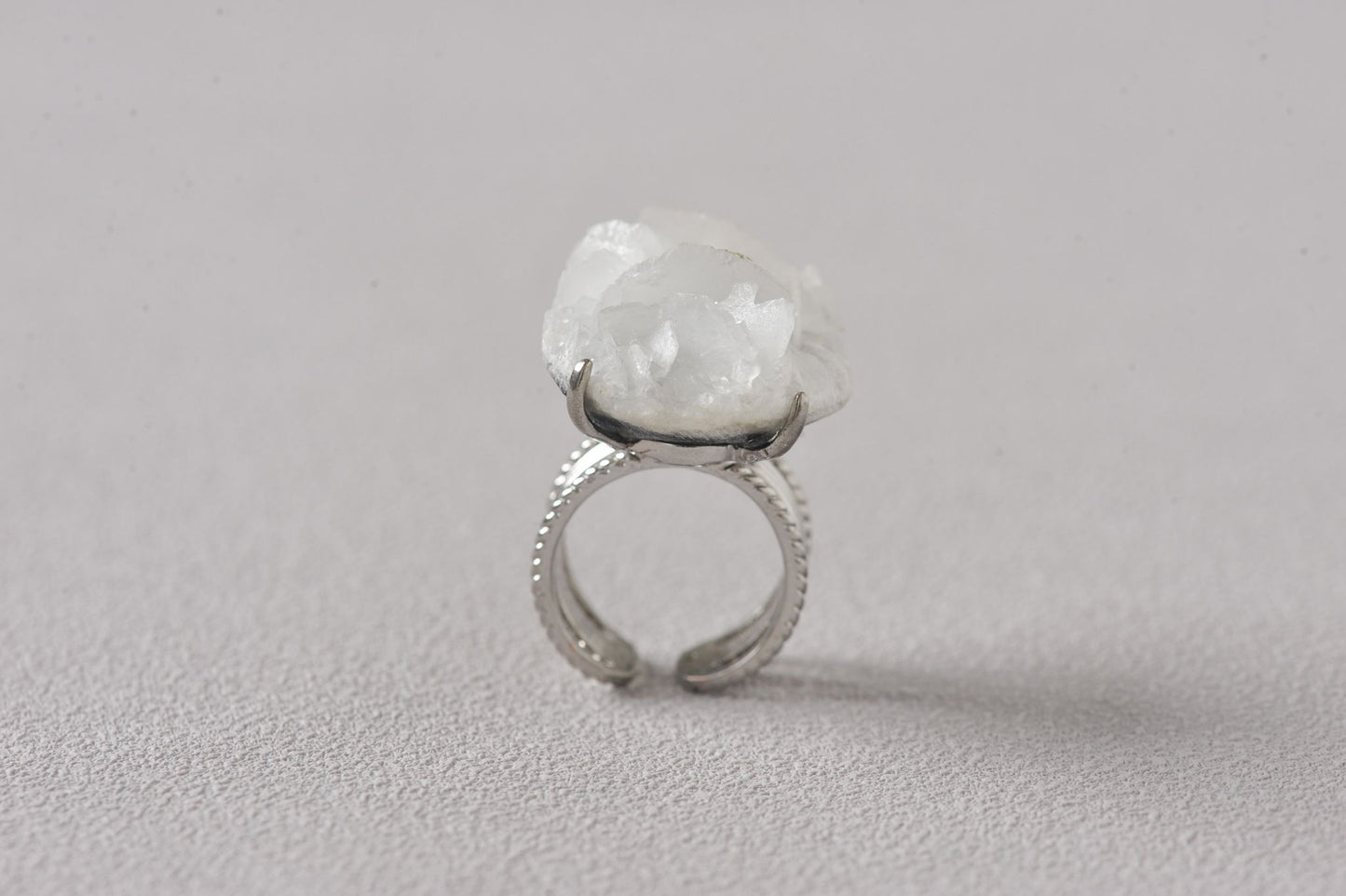 White Rose Bloom Muscovite Mica Ring