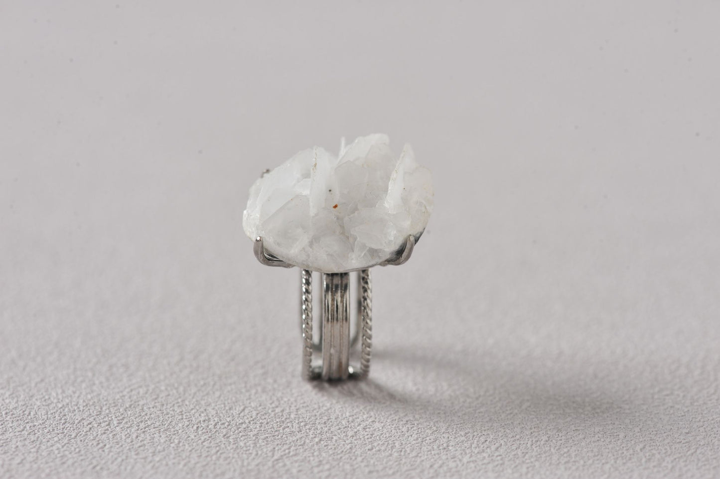 White Rose Bloom Muscovite Mica Ring