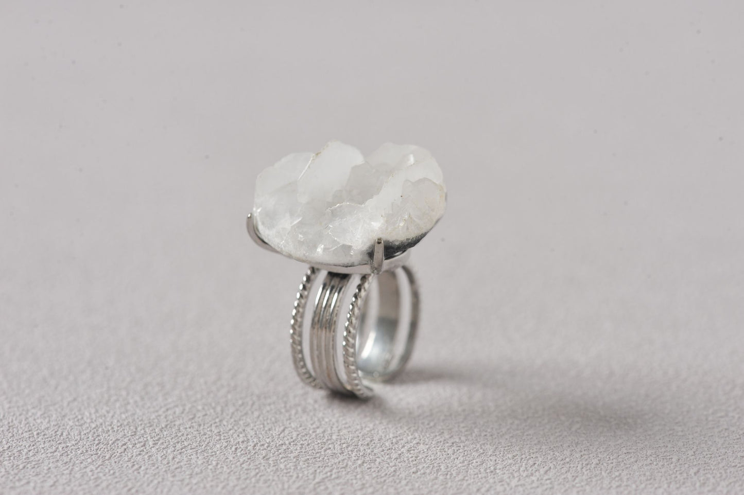 White Rose Bloom Muscovite Mica Ring