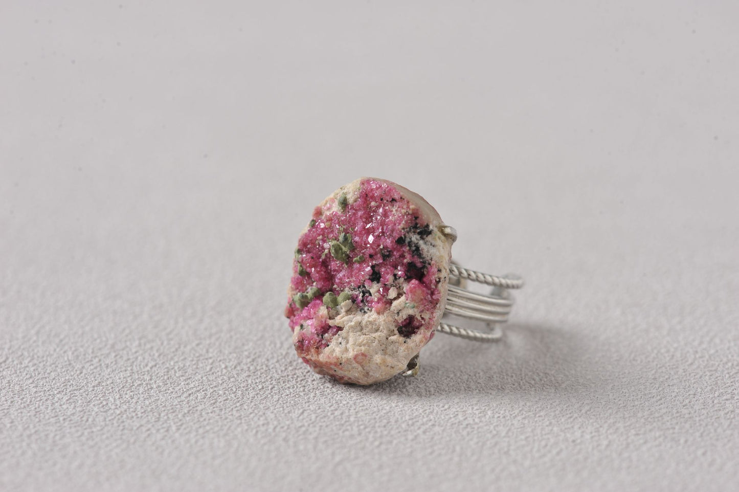 Mystic Bloom Cobalto Calcite With Malachite Ring