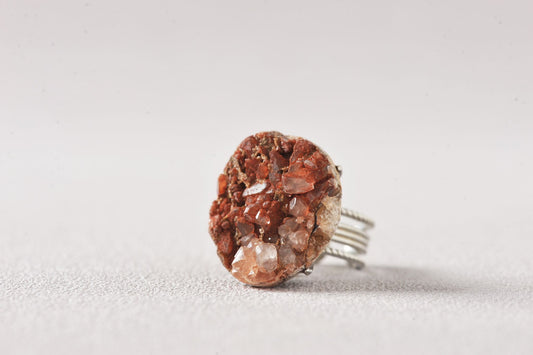 Red Hematite Cluster Specimen Ring