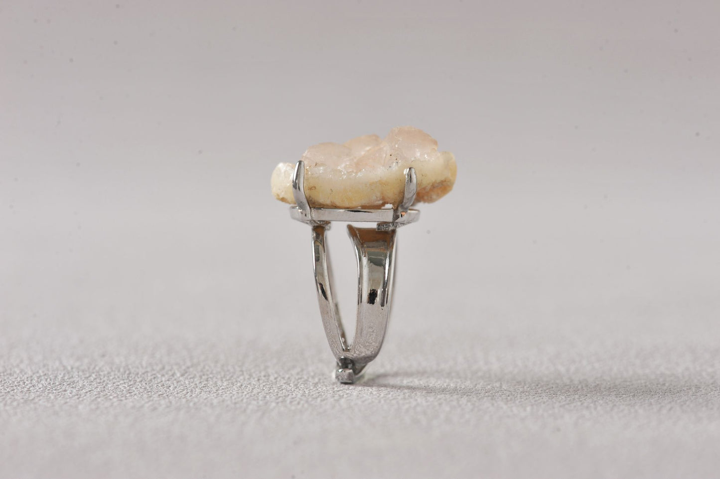 Honey Cream Fluorite Cube Ring