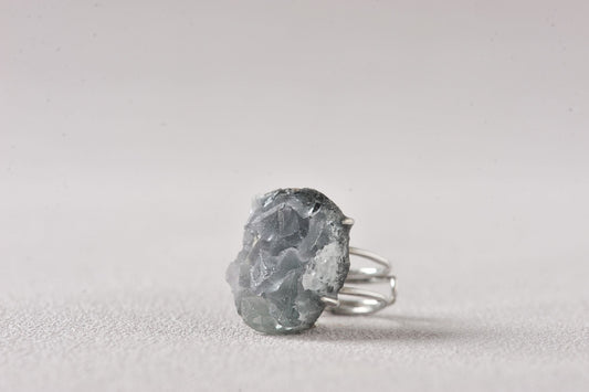 Sky-Seed Celestite Quartz Ring