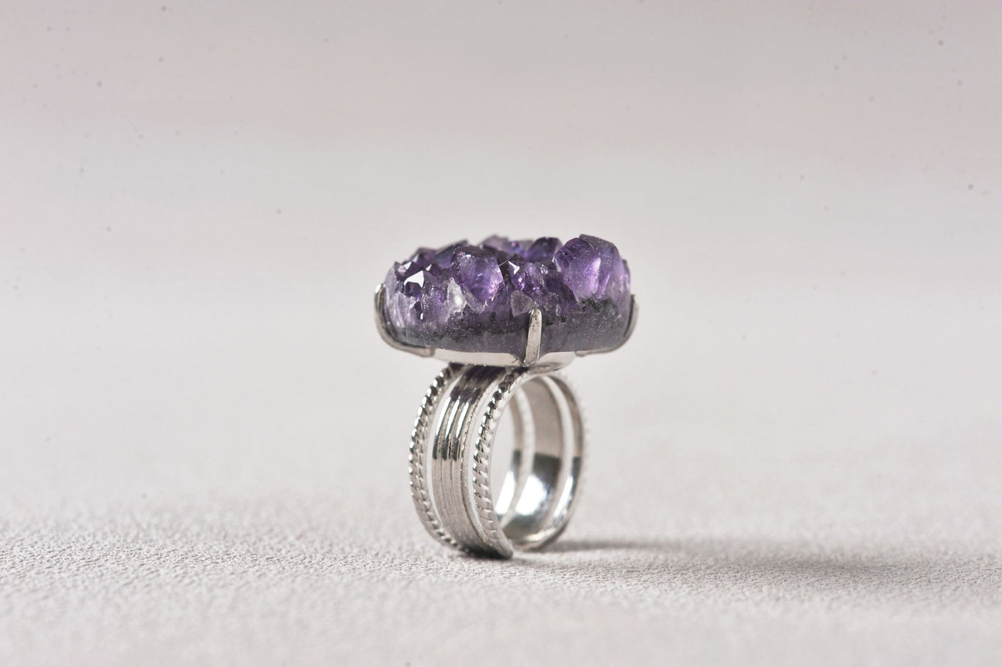 Wisdom Keeper Amethyst Cluster Ring