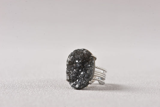 Night-Shield Druzy Ring