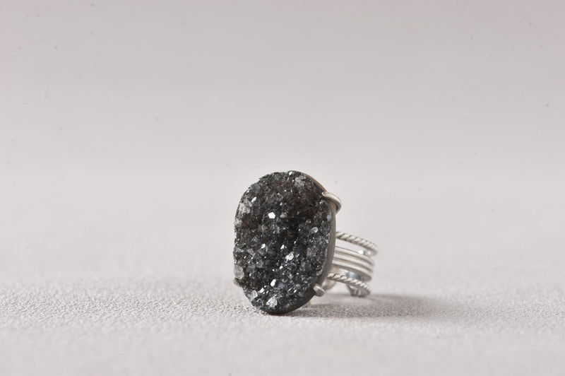 Night-Shield Druzy Ring