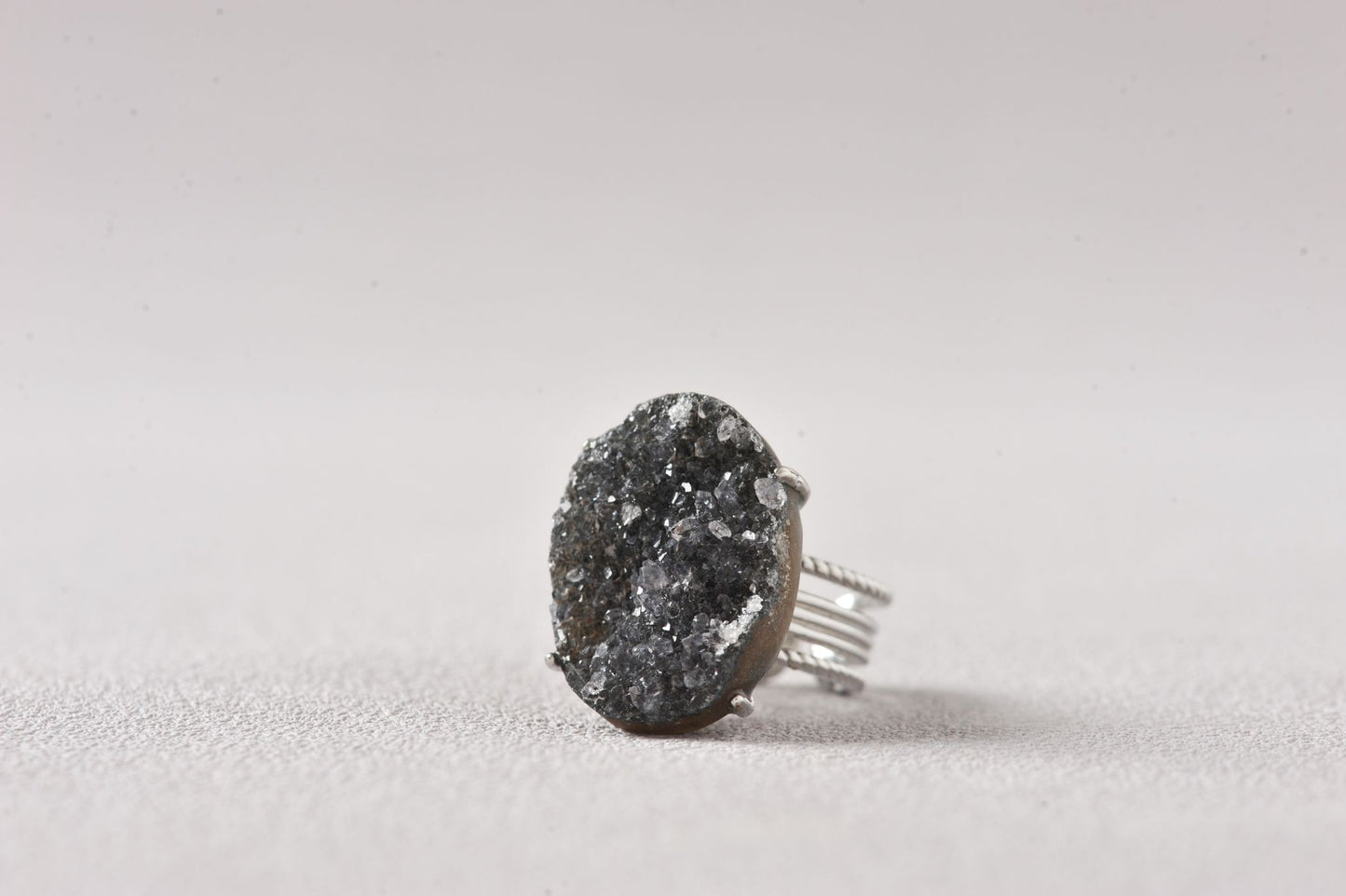 Night-Shield Druzy Ring