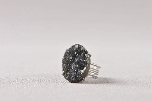 Night-Shield Druzy Ring