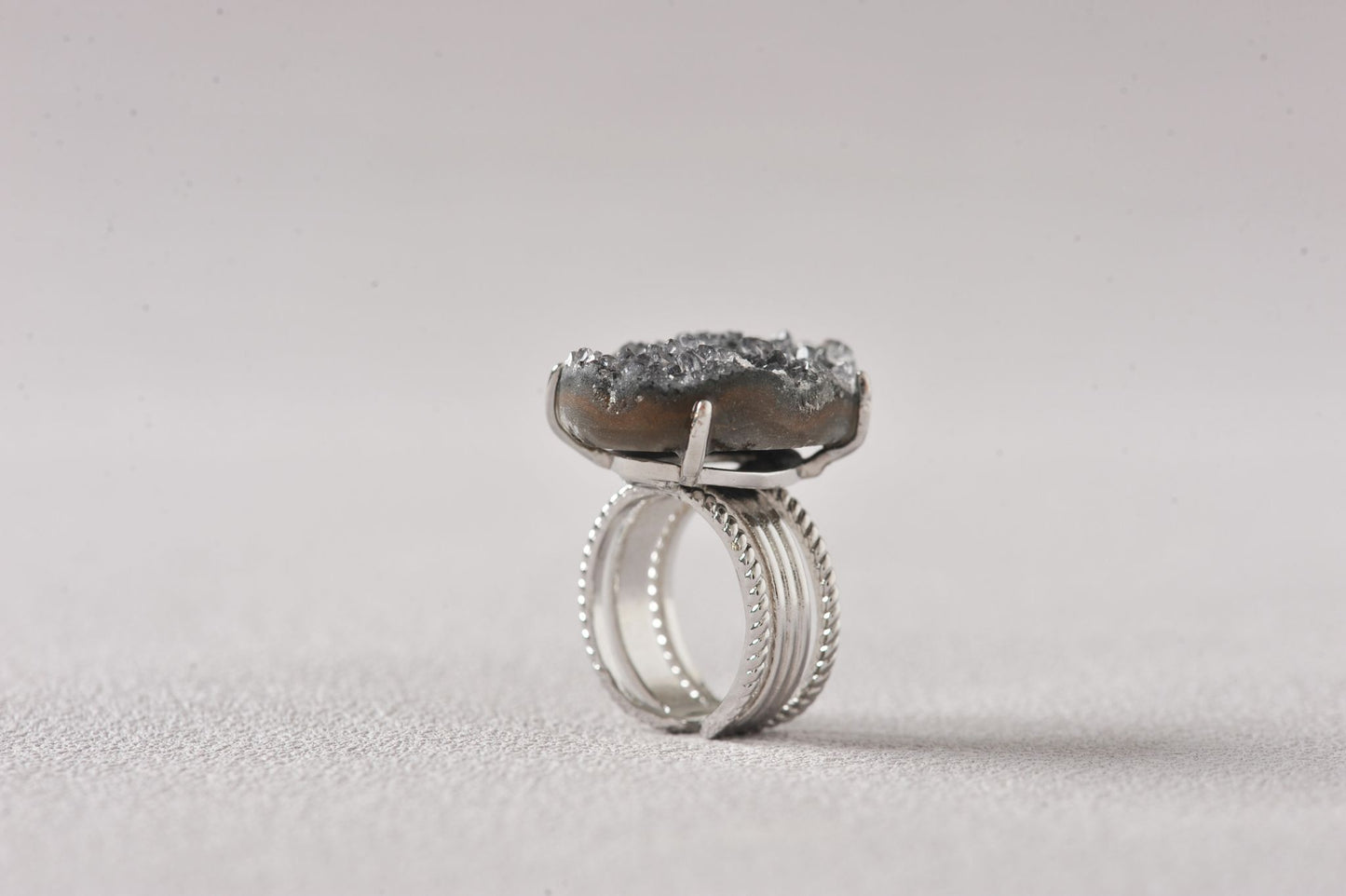 Night-Shield Druzy Ring