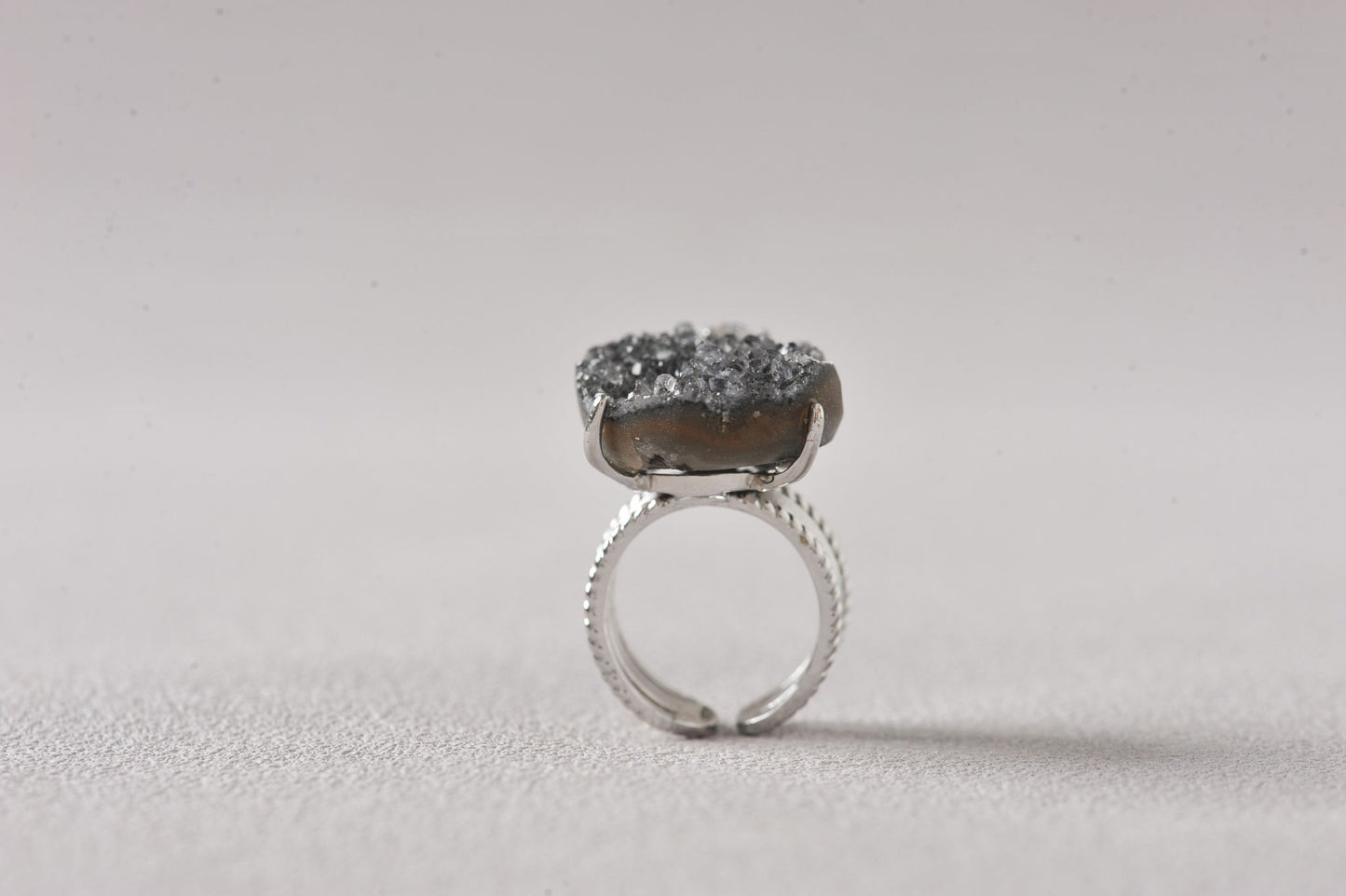 Night-Shield Druzy Ring