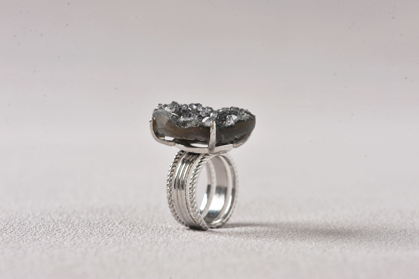 Night-Shield Druzy Ring