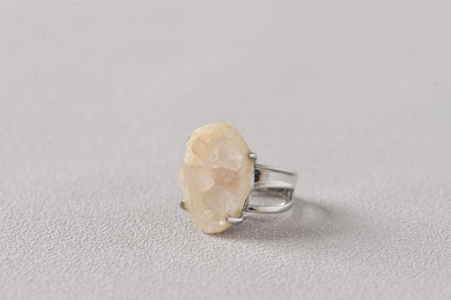 Honey Cream Fluorite Cube Ring