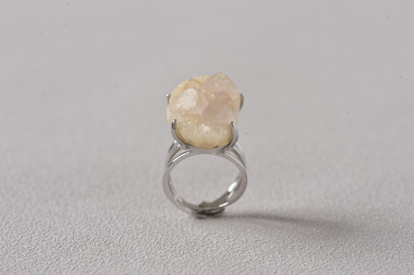 Honey Cream Fluorite Cube Ring