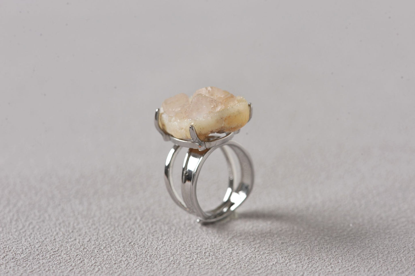 Honey Cream Fluorite Cube Ring