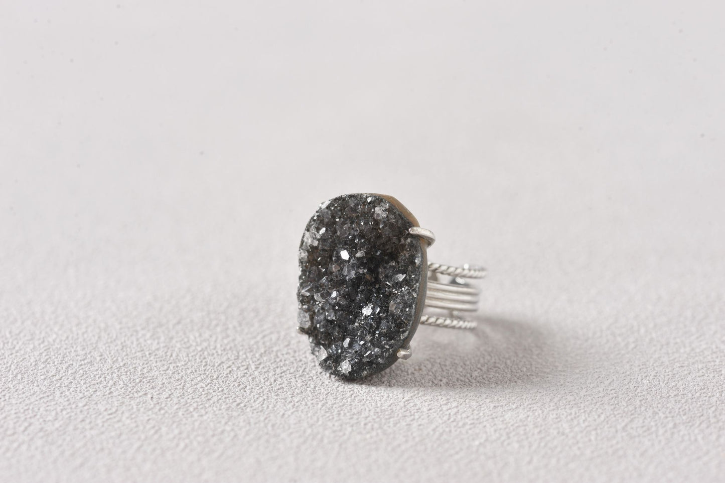Night-Shield Druzy Ring