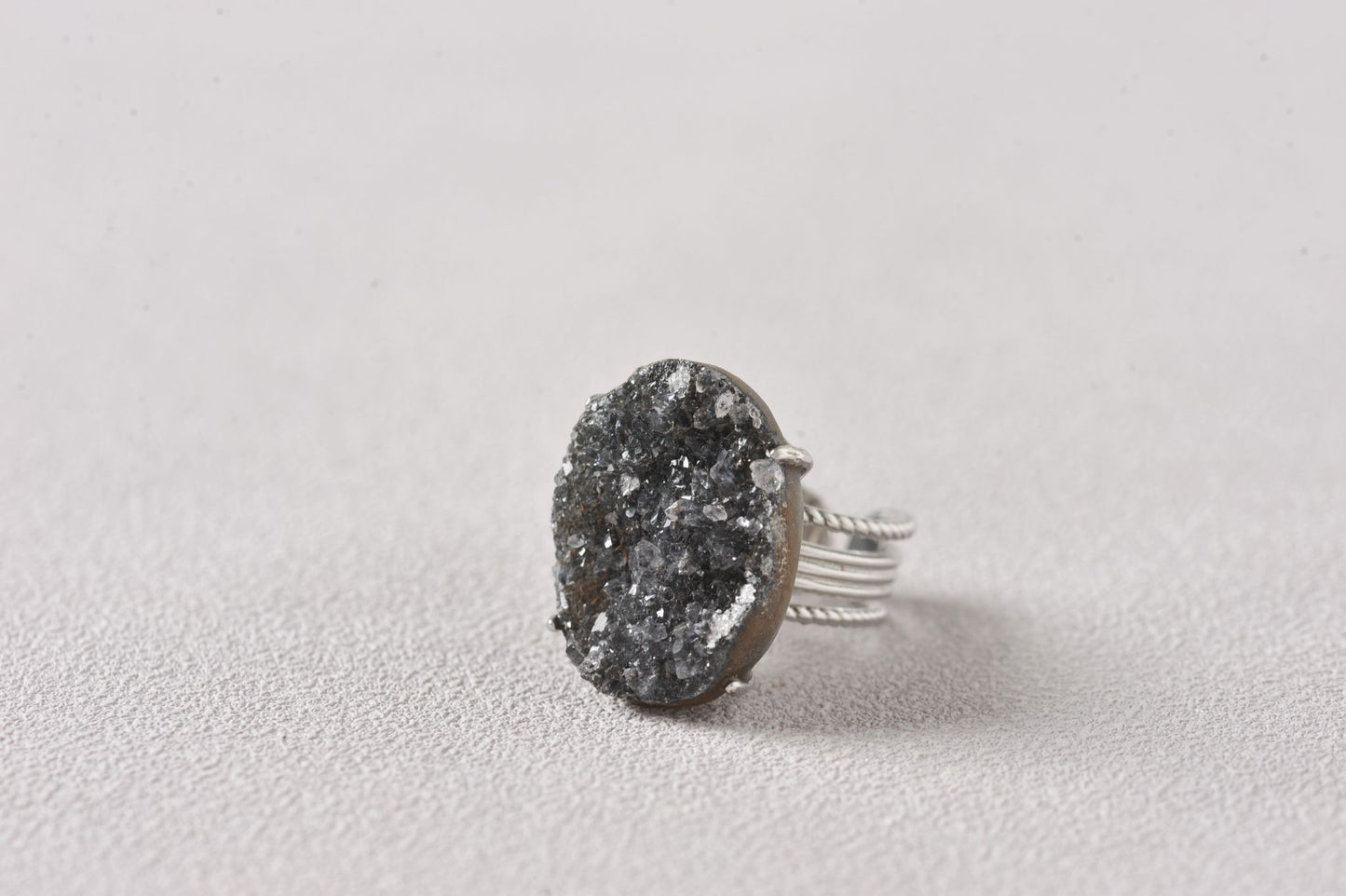 Night-Shield Druzy Ring