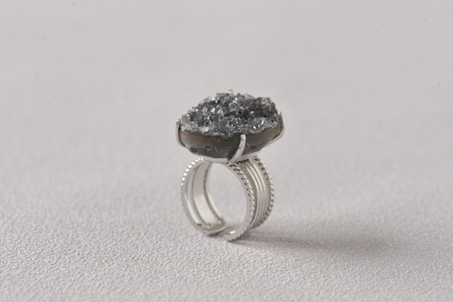 Night-Shield Druzy Ring