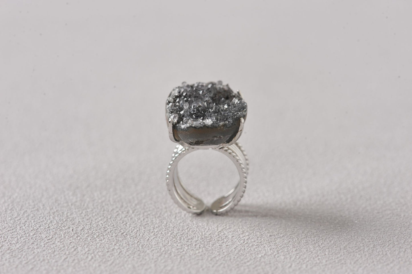 Night-Shield Druzy Ring