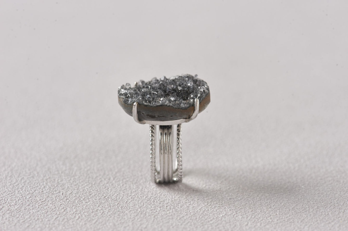 Night-Shield Druzy Ring