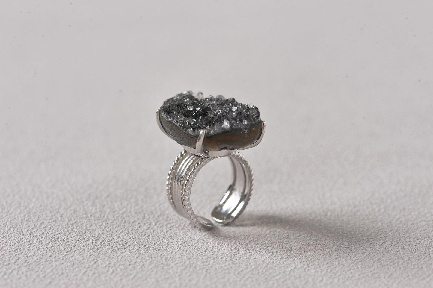Night-Shield Druzy Ring
