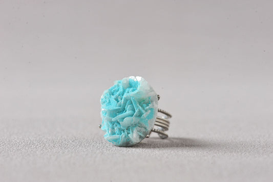 Nature Azure Scale Antlerite Mineral Ring