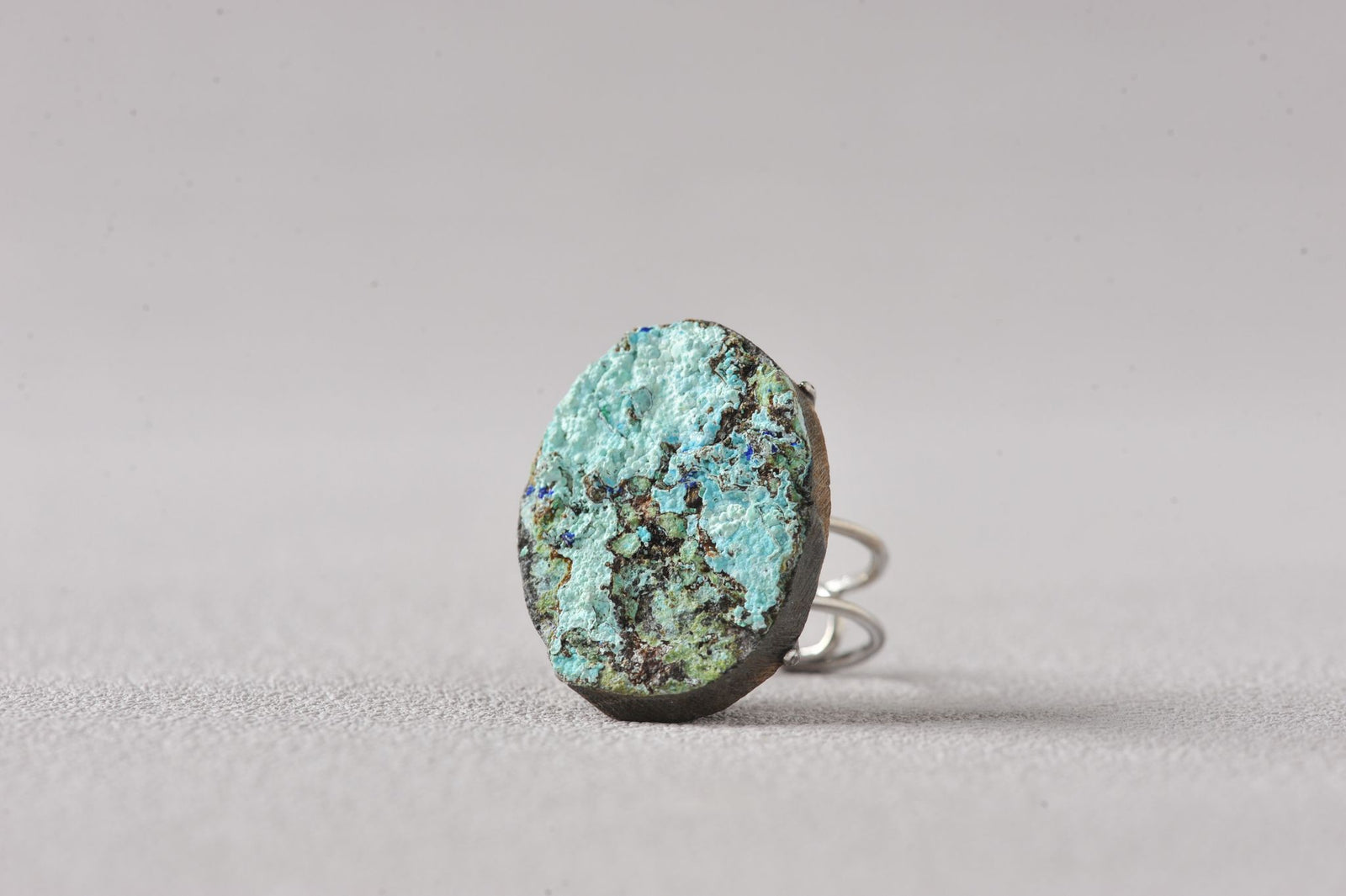 Unique Earth Pattern Blue Allophane Ring