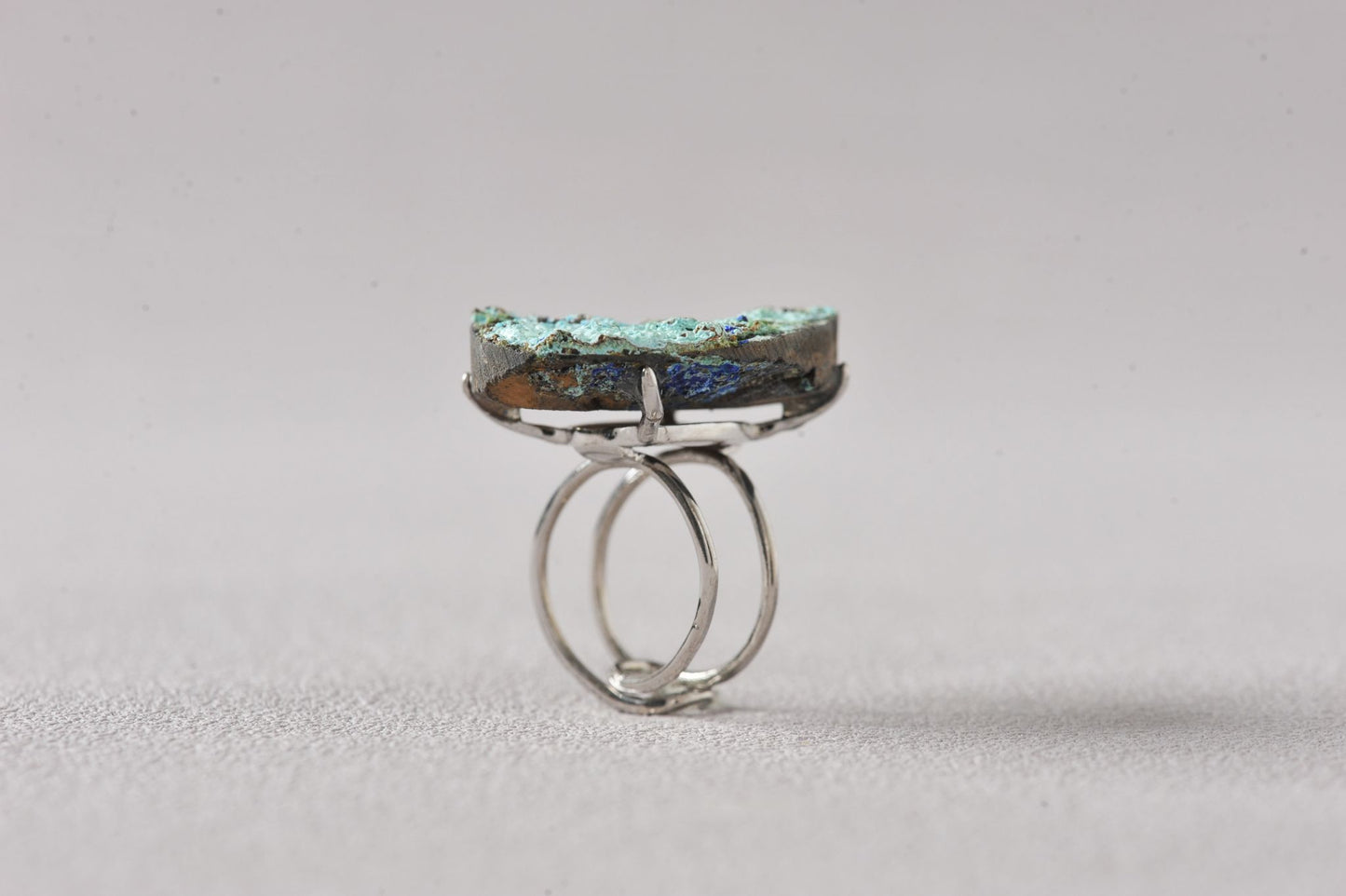 Unique Earth Pattern Blue Allophane Ring