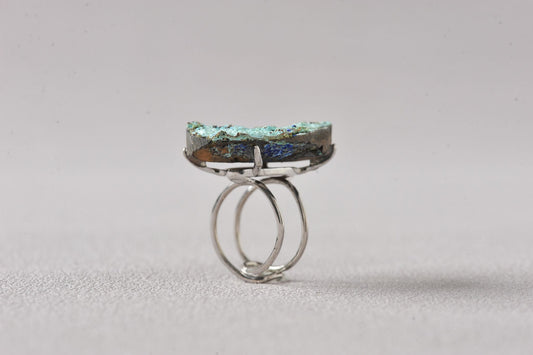 Unique Earth Pattern Blue Allophane Ring